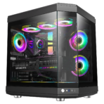 GameMax Hype (Black) Mid-Tower ATX — Dual-Chamber 🧱 | Panoramic Tempered Glass 🪟🪟🪟 | 3× 120 mm Infinity ARGB Fans 🌈 | USB-C ⚡